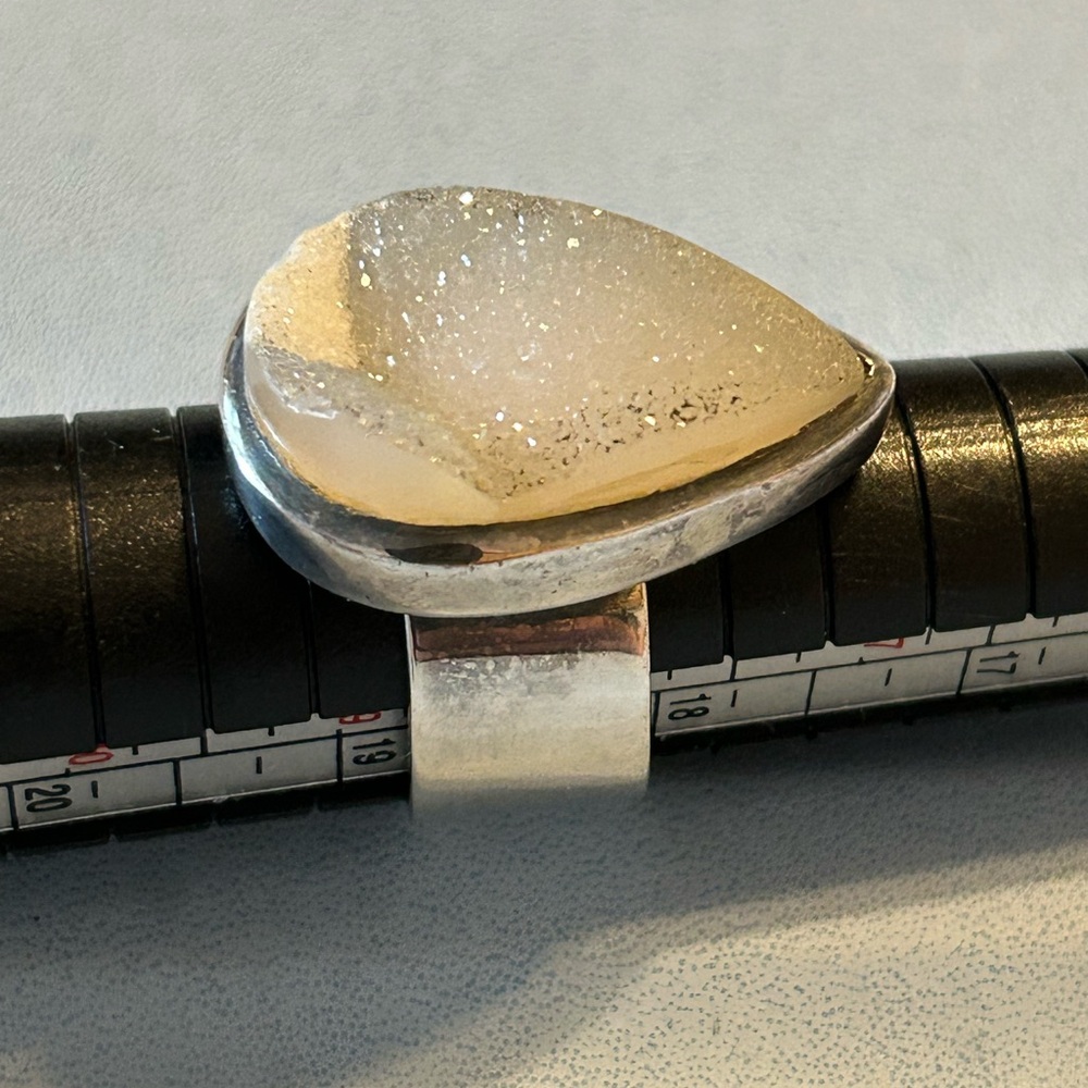 925 Ring Silver Druzy Stone - image 1